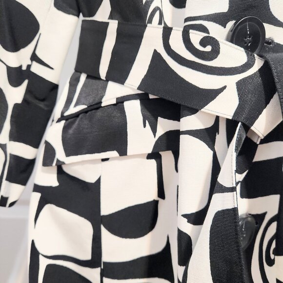 Women's Alfani Black and White Lined Belted Jacket with 3/4 Sleeves Size Medium - Picture 4 of 15